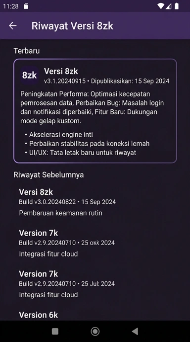 Riwayat Versi 8zk untuk Pengguna Android