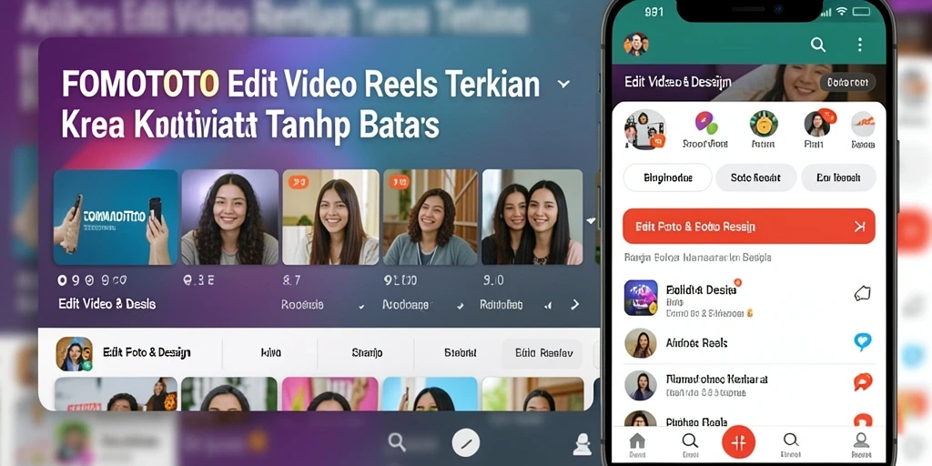 Antarmuka FOMOTOTO dengan fitur Edit Video Reels yang mudah digunakan.