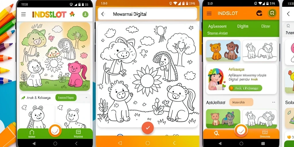 Antarmuka menarik INDSLOT untuk pengalaman Mewarnai Digital.