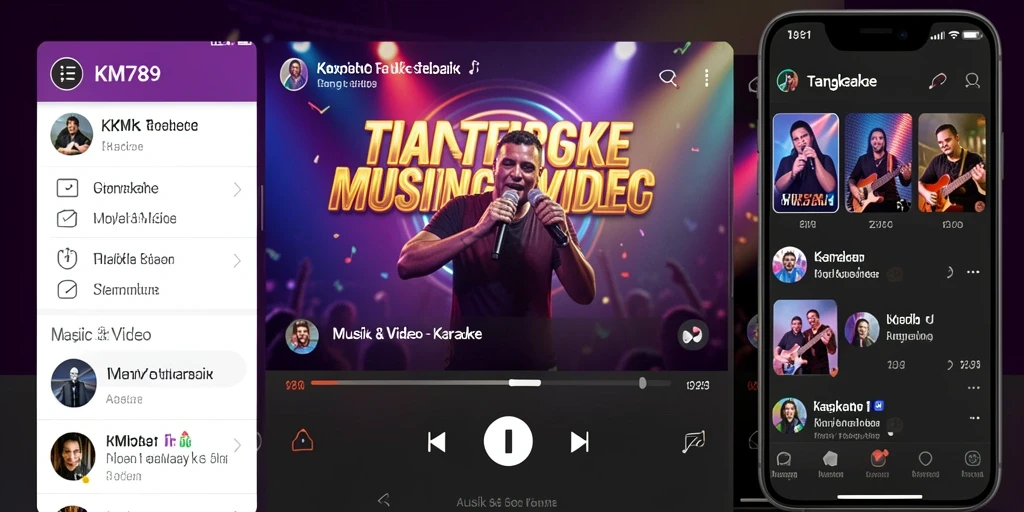 Antarmuka KM789 dengan berbagai pilihan lagu karaoke.