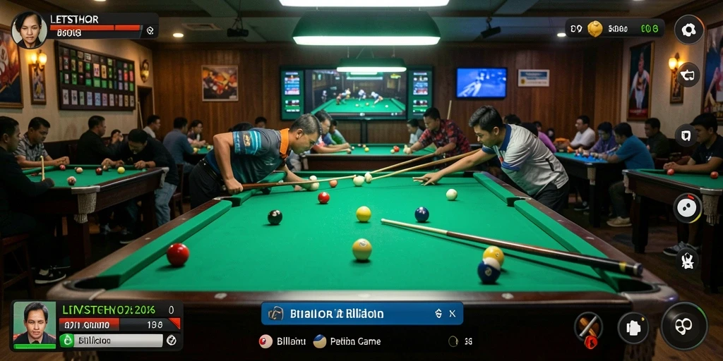 Antarmuka LETSTHOR yang menarik dengan meja billiard berwarna cerah.