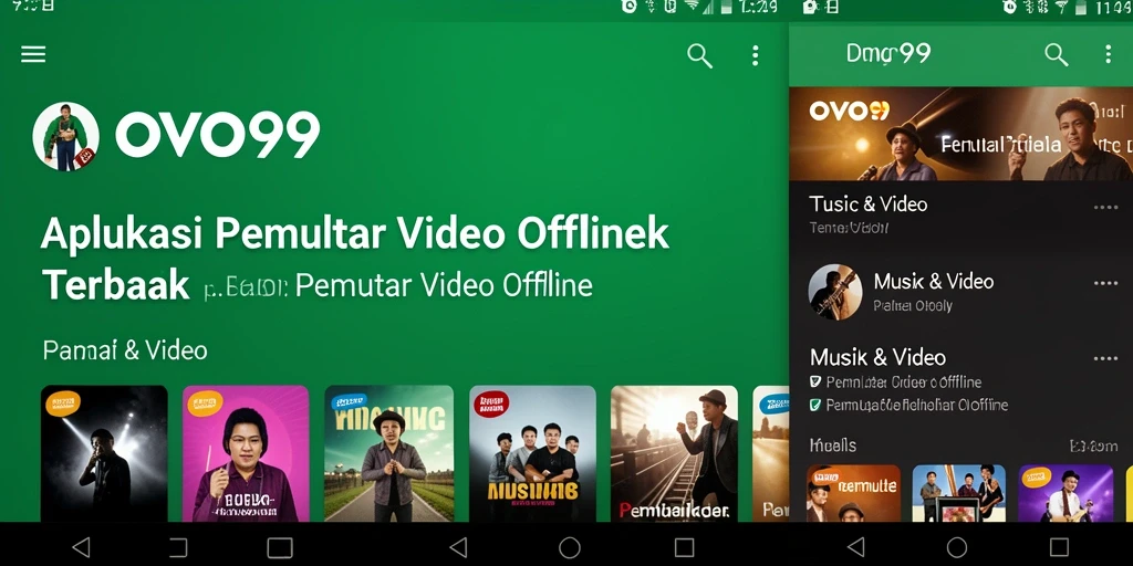 Antarmuka OVO99 menampilkan fungsi Pemutar Video Offline yang mudah digunakan.