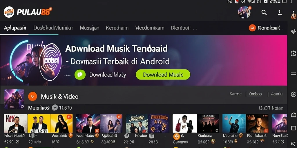 Tampilan antarmuka aplikasi PULAU88 untuk Download Musik yang user-friendly.