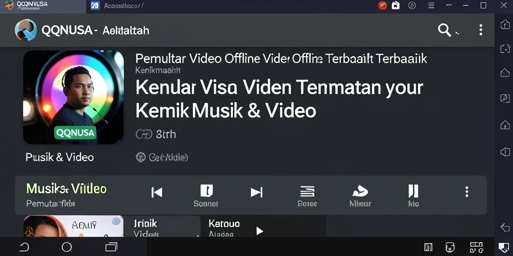 Antarmuka intuitif QQNUSA untuk pemutar video offline.
