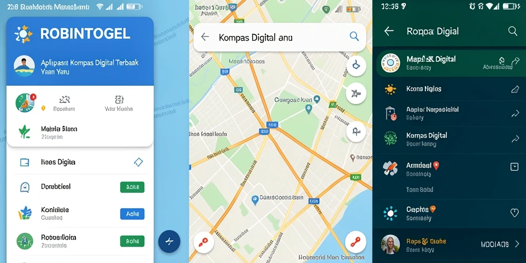 Tampilan antarmuka kompas digital yang jelas dan informatif.