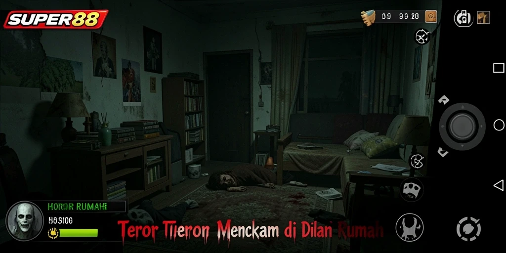 Antarmuka permainan SUPER88 dengan nuansa horor yang menakutkan.